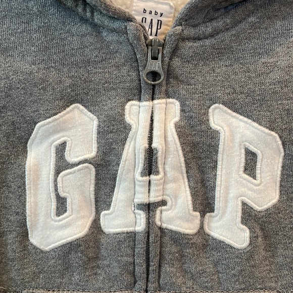 EUC Baby Gap Sherpa Lined Logo Hoodie - Picture 2 of 4